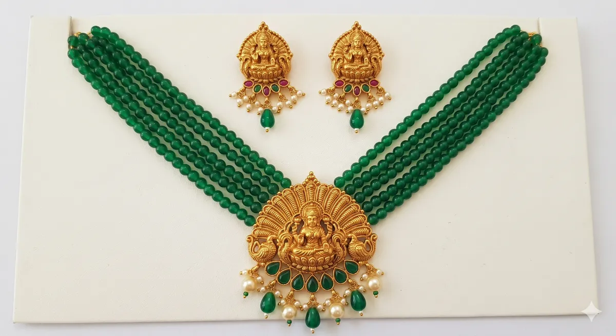 Multi-Strand Beaded Necklace, wholesale imitation temple jewellery by Jagruti Mumbai