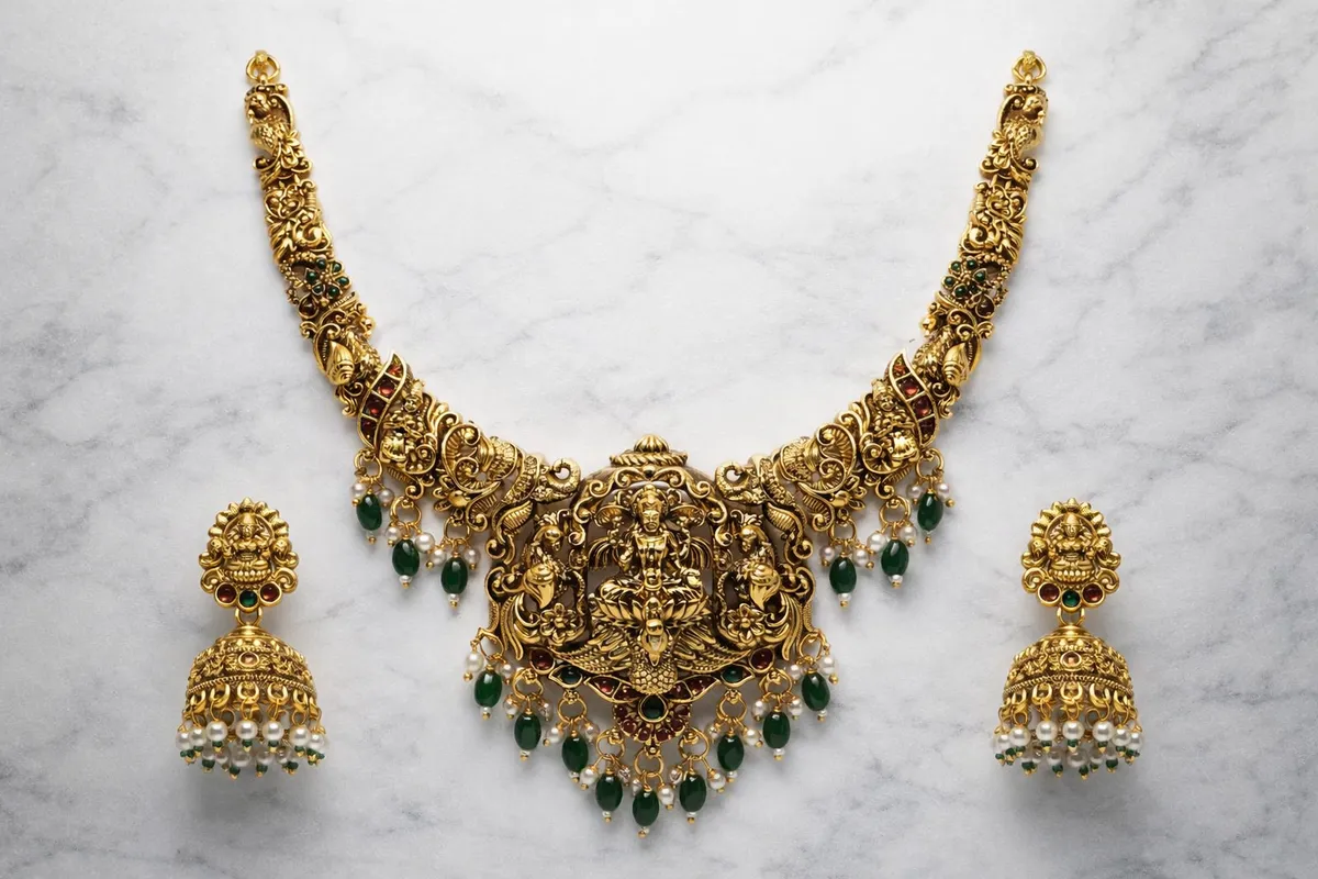 Necklace Collection Display, wholesale imitation temple jewellery by Jagruti Mumbai
