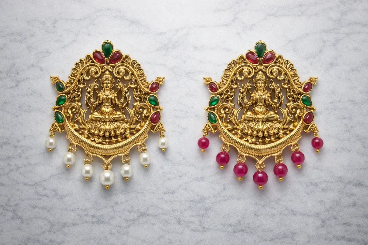 Pearl Drop Temple Pendant, wholesale imitation temple jewellery by Jagruti Mumbai