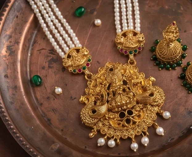 Temple Haaram Set, wholesale imitation temple jewellery by Jagruti Mumbai